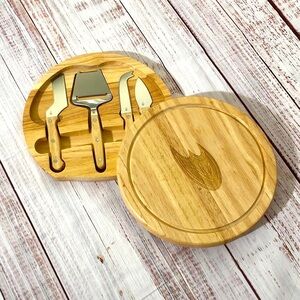 NWOT Custom One of a Kind NHL Anaheim Ducks Wooden Cheese Board Set with Knives